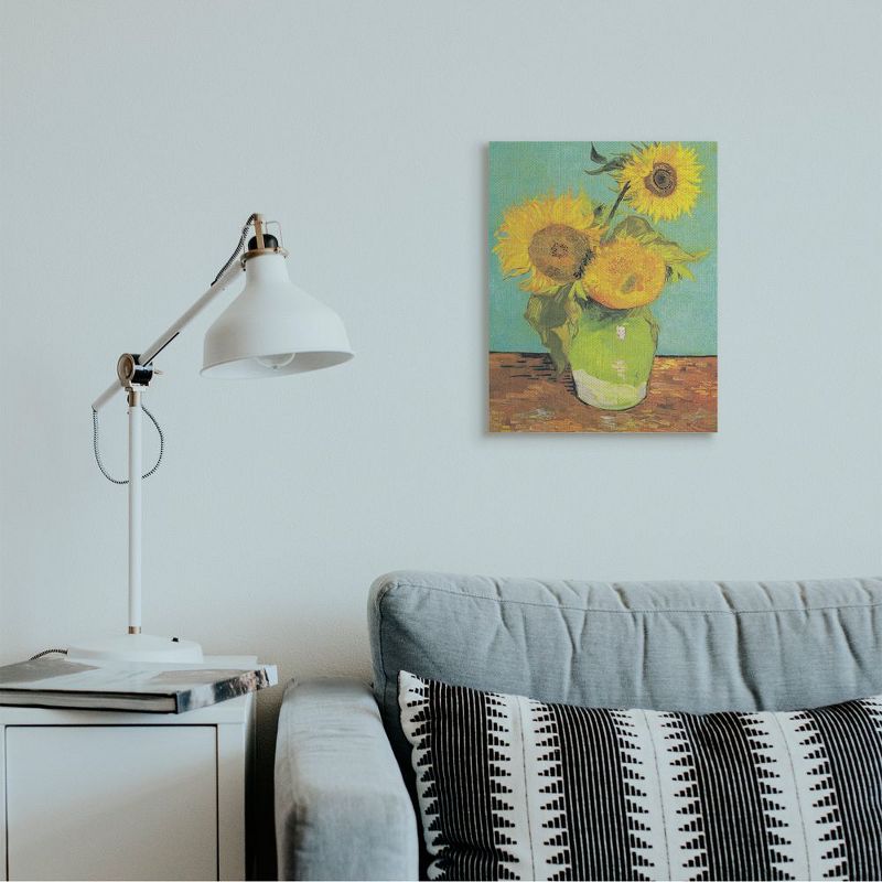 Stupell Industries Traditional Sunflower Painting over Turquoise Van Gogh, 3 of 6