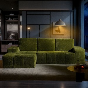 XIZZI Modular Left/Right Chaise Sectional Sofa, Quick-Ship Synthetic Leather or 4 Shimmer Fabric | Zero Assembly | High Density Foam & Pocket Springs - 1 of 4