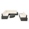 GDFStudio Felicity Outdoor Wicker 7 Seater Sectional Sofa Chat Set with Cushions - 2 of 4