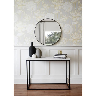 Metallic Gold and Gray Lotus Floral Peel and Stick Wallpaper