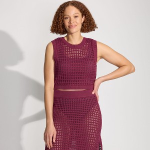 Lands' End Women's Cotton Viscose Open Knit Sleeveless Scoop Neck Top Cover Up - 1 of 4