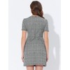 INSPIRE CHIC Women's Work Short Sleeve Vintage Houndstooth Pencil Sheath Dress - 3 of 4