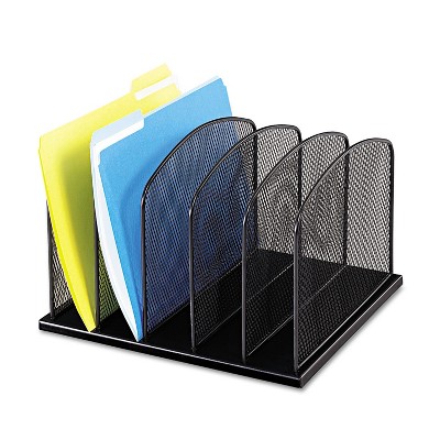 Safco Mesh Desk Organizer Five Sections Steel 12 1/2 x 11 1/4 x 8 1/4 Black 3256BL