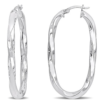 EVERLY JEWELRY | Silver 48x25 MM Oval Twist Hoop Earrings– Multiple Metal Color Options