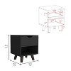 NicBex 1 Drawer Nightstand with Handle Free Design,Bedside Table with Open Storage Shelf and Wooden Legs,Modern Side Table for Bedroom - 3 of 4