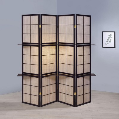 Vynxaria Tan and Cappuccino 4-Panel Folding Screen