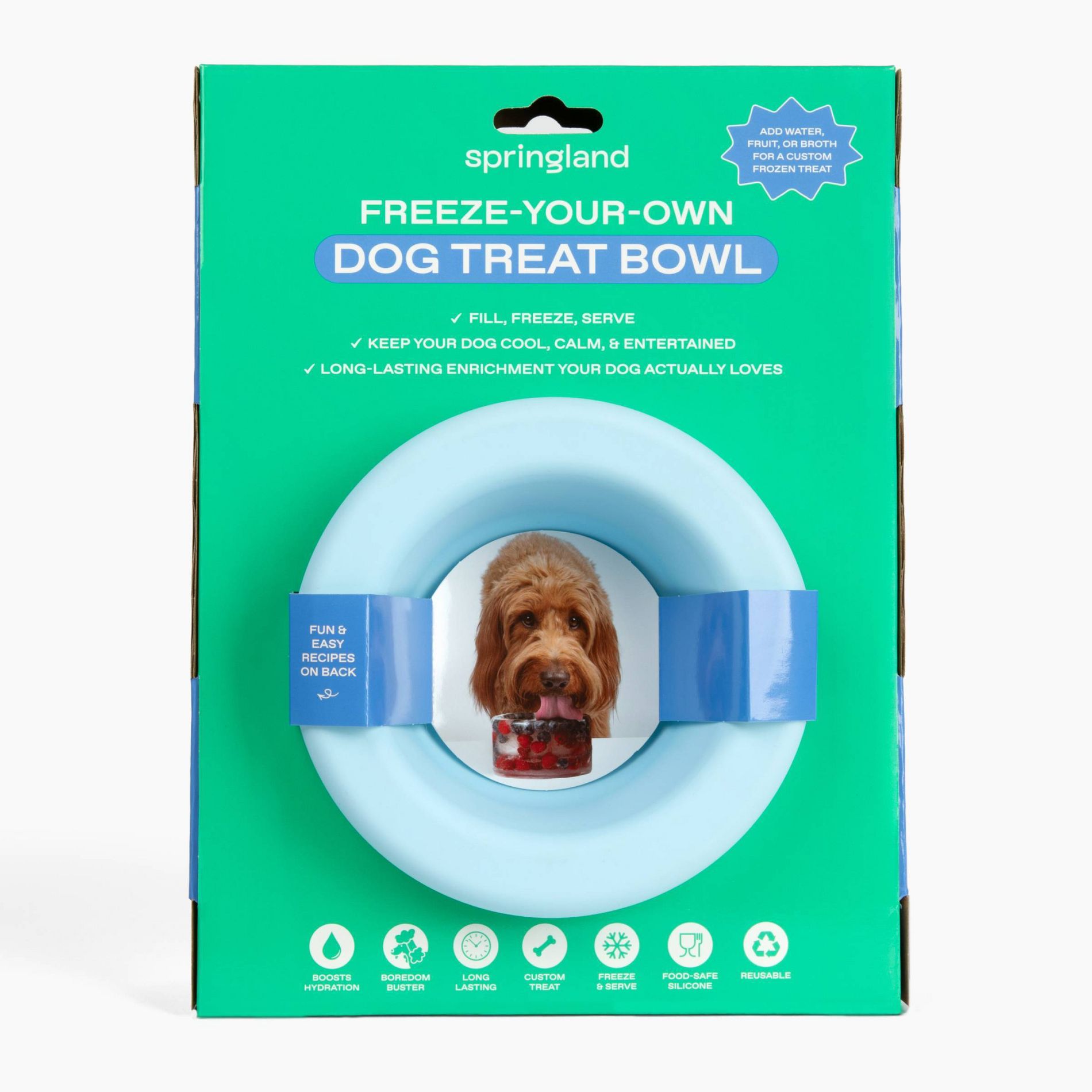 Springland Freeze-Your-Own Dog Treat Bowl - Sky Blue