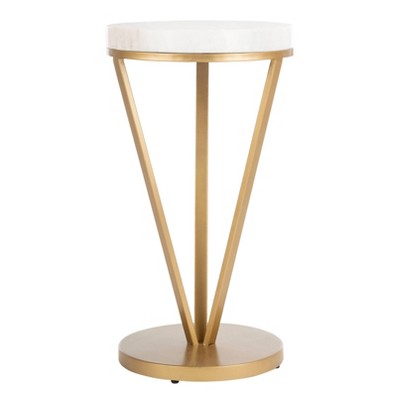 Theia Accent Table White Marble/Gold - Safavieh