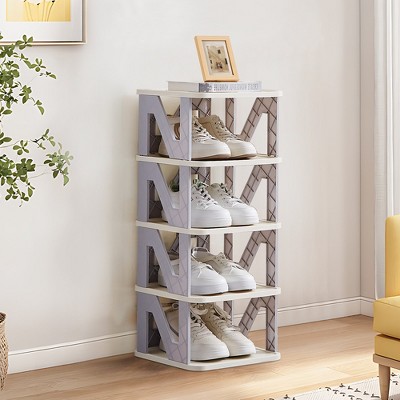 VECELO Shoe Rack X-shaped Foldable Shoe Shelf Space-Saving Shoe Storage Organizer, No Assembly, Gray