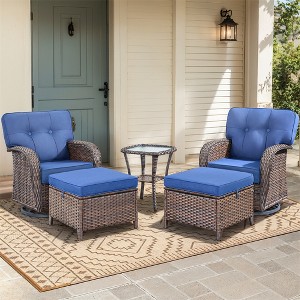 Gymojoy 5 Pieces Swivel Chair Table with Ottomans - 1 of 4