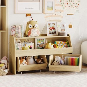 Petrimins  Toy Storage Organizer for Kids, Toy Storage Cabinet with Drawers, Boys and Girls Toy Shelf with Wheels, Kids Bookshelf for Bedroom - 1 of 4
