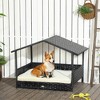 PawHut Wicker Dog House Elevated Raised Rattan Bed for Indoor/Outdoor with Removable Cushion Lounge - 3 of 4