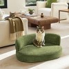 36" Oval Dog Sofa Bed with Curved Back and Cushion, Soft Teddy Fleece Pet Couch for Small and Medium Pets – The Pop Home - 2 of 4