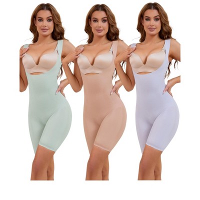 INSPIRE CHIC 3 Pcs Women's Butt Lifter Thigh Slimmers Tummy Control Bust Back Support Body Shapers