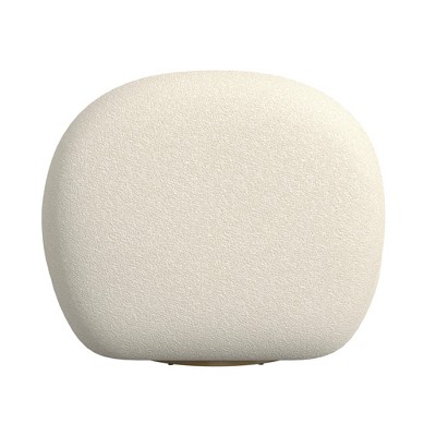 Off-White Curved Sherpa Armless Swivel Chair with Gold Finish