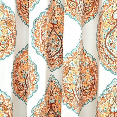 Harley Tangerine and Blue Polyester Light Filtering Curtain Panels