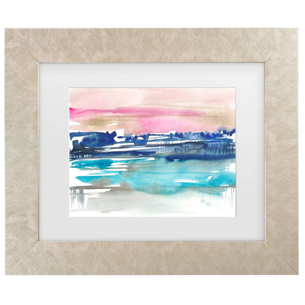 Trademark Fine Art 11"x14" Jennifer Goldberger Indigo Sunset I Matted Framed Art Cream