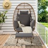 Patio Oversized Wicker Egg Chair,Outdoor Rattan Egg Chair With Ottoman And Cushions,PE Rattan Eoven For Backyard Balcony-Coolbibila - 2 of 4