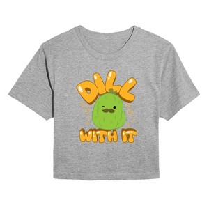 Women's - Squishmallows - Dill With It Charles Pickle Cropped Graphic T-Shirt - 1 of 4