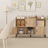Munora Sideboard Storage Cabinet Bookcase with 3 Doors and Open Compartments, 47" x 11.5" x 32", Oak Finish - 4 of 4