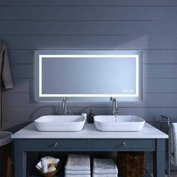 Organnice Anti-Fog Frameless Vanity Mirror with Backlit and Front Light