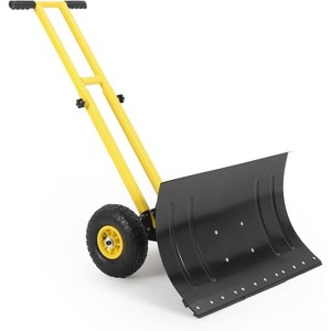 COZONY Heavy Duty Snow Shovel with Wheels, Metal Snow Pusher with Angled Blade & Adjustable Handle for Driveway, Sidewalk, Pavement & Doorway - 1 of 4