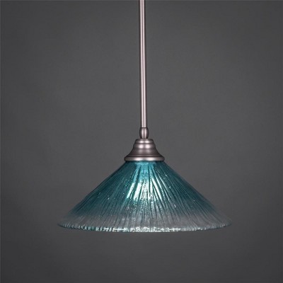 Toltec Lighting Any 1 - Light Pendant in  Brushed Nickel with 16" Teal Crystal Shade