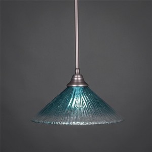 Toltec Lighting Any 1 - Light Pendant in  Brushed Nickel with 16" Teal Crystal Shade - 1 of 1