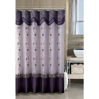 Kate Aurora Royal Living Daphne Embroidered Sheer & Taffeta Fabric Shower Curtain