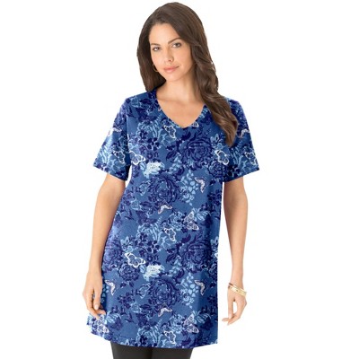 Roaman's Women's Plus Size Short-Sleeve V Neck Ultimate Tunic