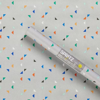 20 sq ft Gray Triangles Roll Wrap - Spritz™: Birthday & All Occasions, Multicolored Shapes, FSC Certified Paper