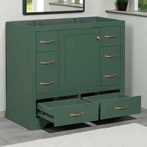 36" Bathroom Vanity Cabinet Base Only, Solid Wood & MDF, 6 Drawers, Adjustable Shelf, No Sink, Freestanding - 1 of 4