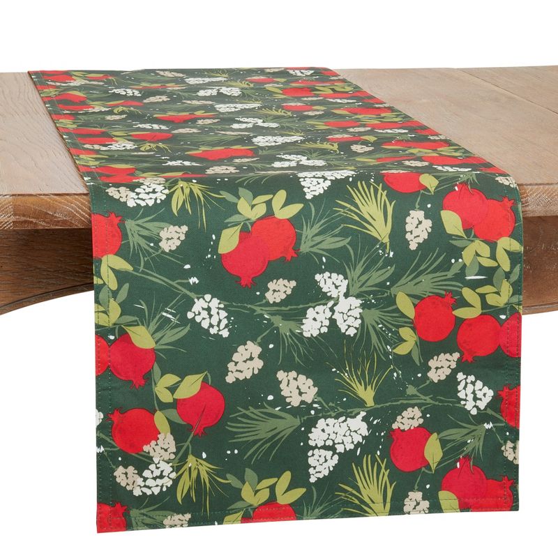 Saro Lifestyle Table Runner With Holiday Pomegranate Design, 1 of 4
