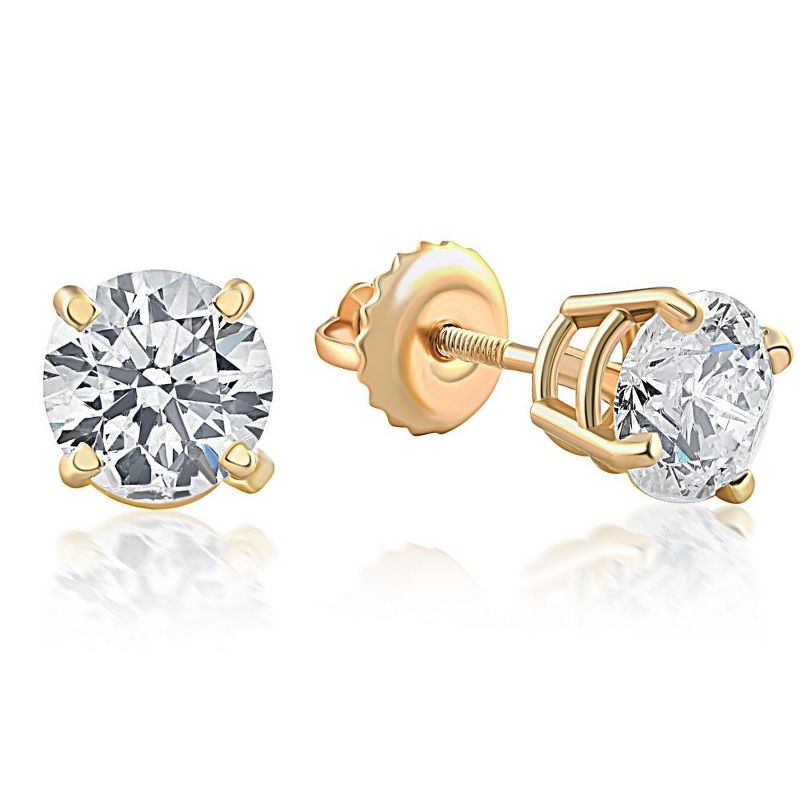 Pompeii3 Screw Back 1 Ct T.W. Genuine Diamond Studs Available in 14k White or Yellow Gold, 4 of 6