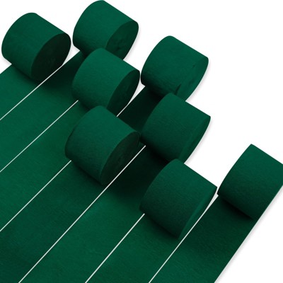 PartyWoo Crepe Paper Streamers Green Hunter Emerald Forest 8 Rolls 656 ft 1.8 Inch x 82 Ft Roll