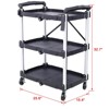 ORRD 3-Tier Folding Collapsible Service Cart – Black, 50 lb per Shelf, Rolling Storage Utility Cart - 3 of 4