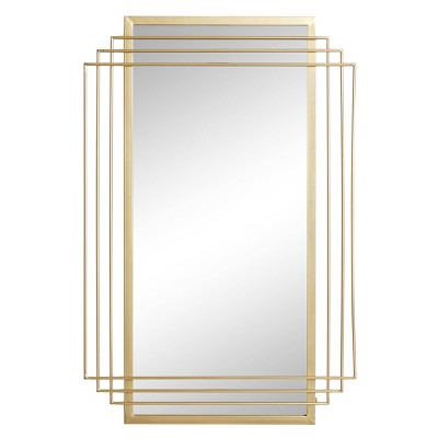 Glam Metal Rectangle Decorative Wall Mirror Gold - CosmoLiving by Cosmopolitan