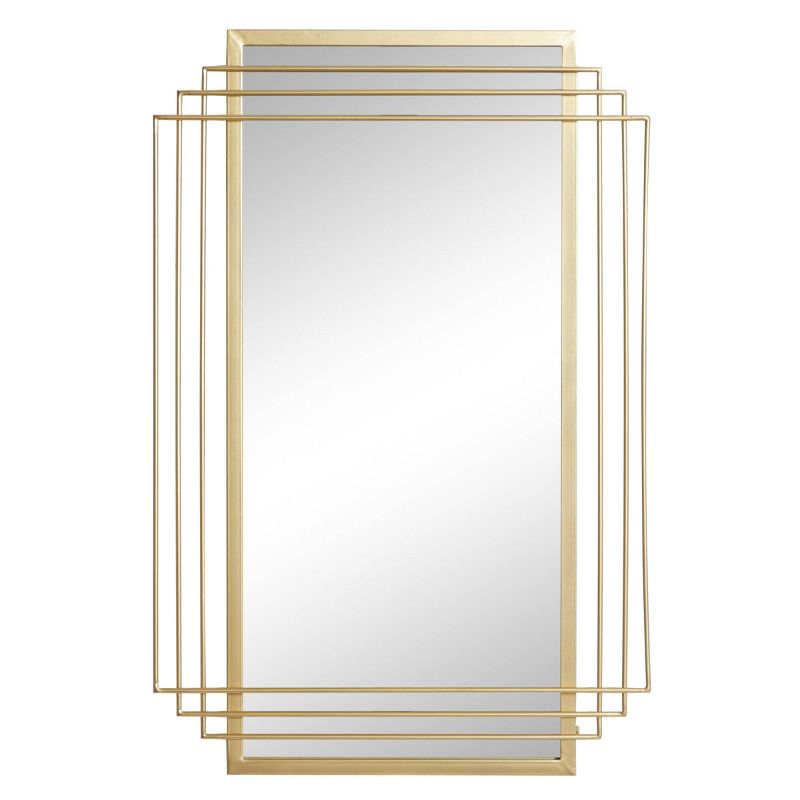 Rectangle Metal Glam Geometric Wall Mirror Gold - CosmoLiving by Cosmopolitan, 1 of 18