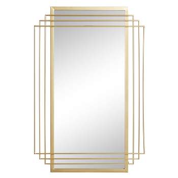 Rectangle Metal Glam Geometric Wall Mirror Gold - CosmoLiving by Cosmopolitan