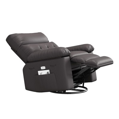 homfan Electric Recliner Chair - PU Leather 360° Swivel Recliner with Heat and Massage, Comfortable Lazy Chair for Living Room, Bedroom, Nursery