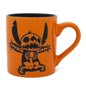 Silver Buffalo Disney Lilo & Stitch Skeleton Wax-Resist Ceramic Pottery Mug | 14 Ounces - 1 of 4