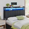Greenstell  Bed Headboard - Upholstered with 2-Tier Storage Shelves, Charging Station & LED Lights, Height Adjustable Sturdy Frame for Bedroom - 2 of 4