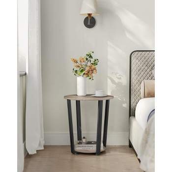 Yaheetech Industrial Side Table, Round Sofa Table With Storage Rack ...
