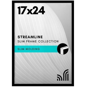 Americanflat 17x24 Picture Frame with Polished Plexiglass - Streamline Collection - Thin Border Picture Frame for Wall Display - Black - 1 of 4