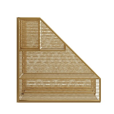 Gold Mesh Metal Large Desktop Organizer with File and Pen Holders