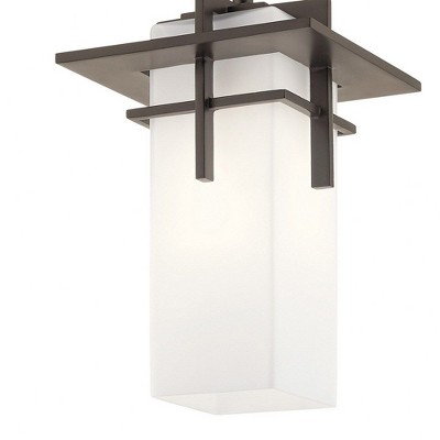 Mini Distressed Bronze and White Glass Pendant Light