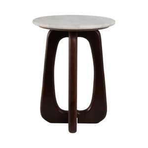 Modern Wooden Accent Table with Marble Top - Stylish Side Table for Living Room & Bedroom - MDF & Iron Frame - 20" Multi - 1 of 4