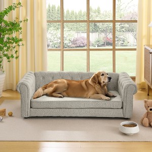 VASIP Elegant Rectangular Pet Sofa Bed-Durable Elevated Pet Bed for Large and Oversized Dogs, Comfortable Modern Stylish Linen Fabric Dog Sofa - 1 of 4