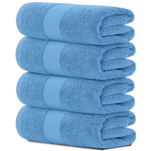 White Classic Luxury Light Blue Bath Towel Set