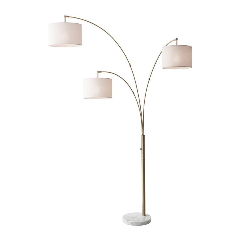 74&#34; 3 Arm Bowery Arc Lamp Antique Brass - Adesso, 1 of 5
